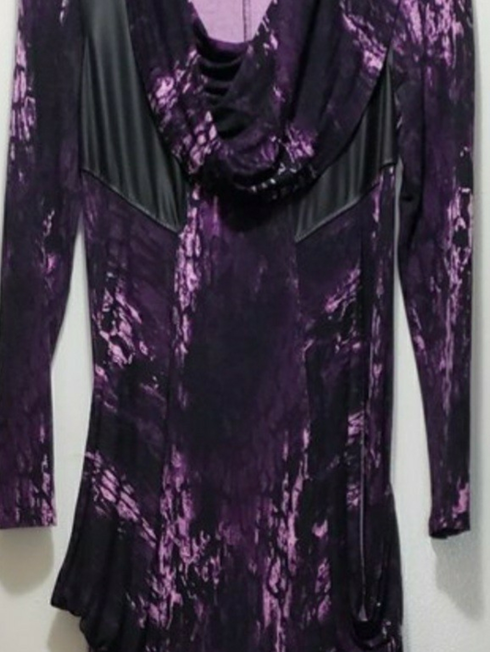 Kensie Women's Purple Marble Cowl Neck Long Sleeve Top/Dress